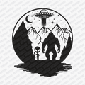 Bigfoot and Alien DTF Transfer - PrintPony