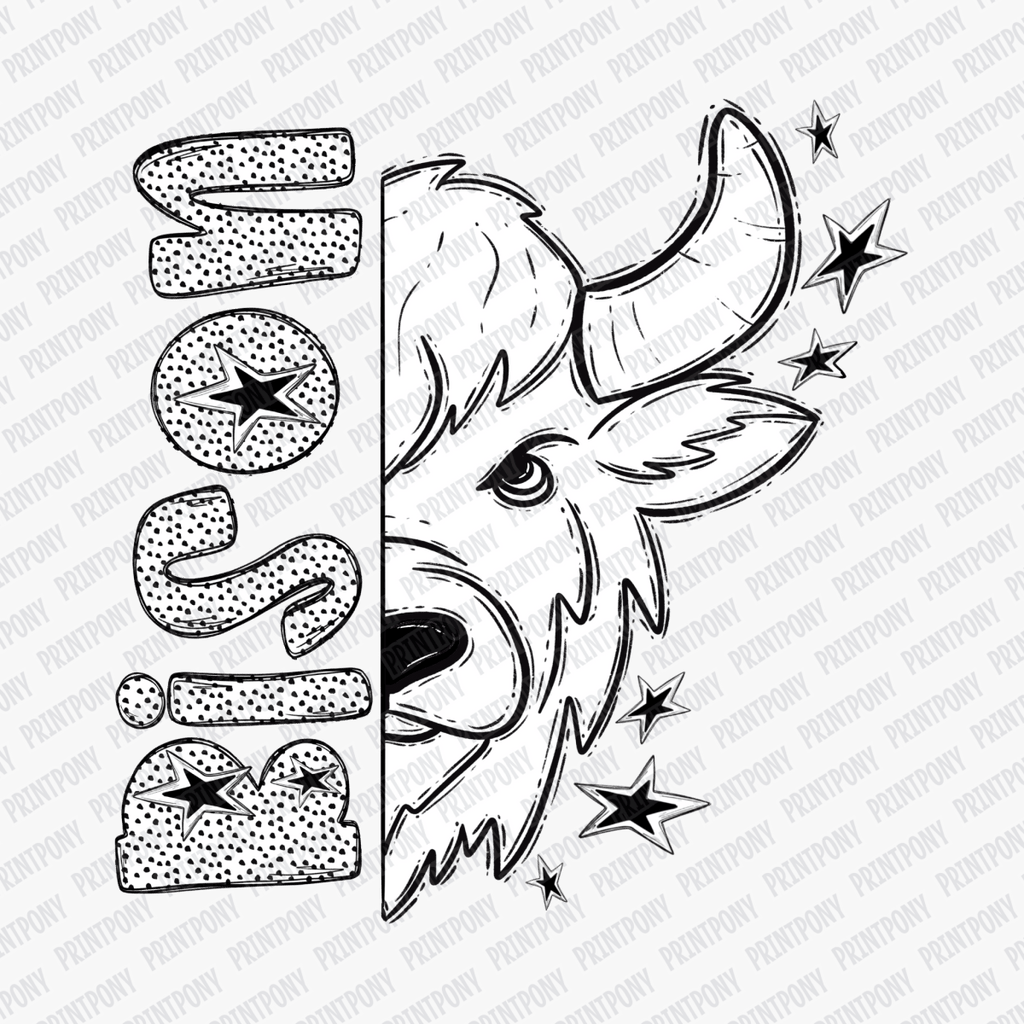 Bison Dotted Mascot DTF Transfer - PrintPony