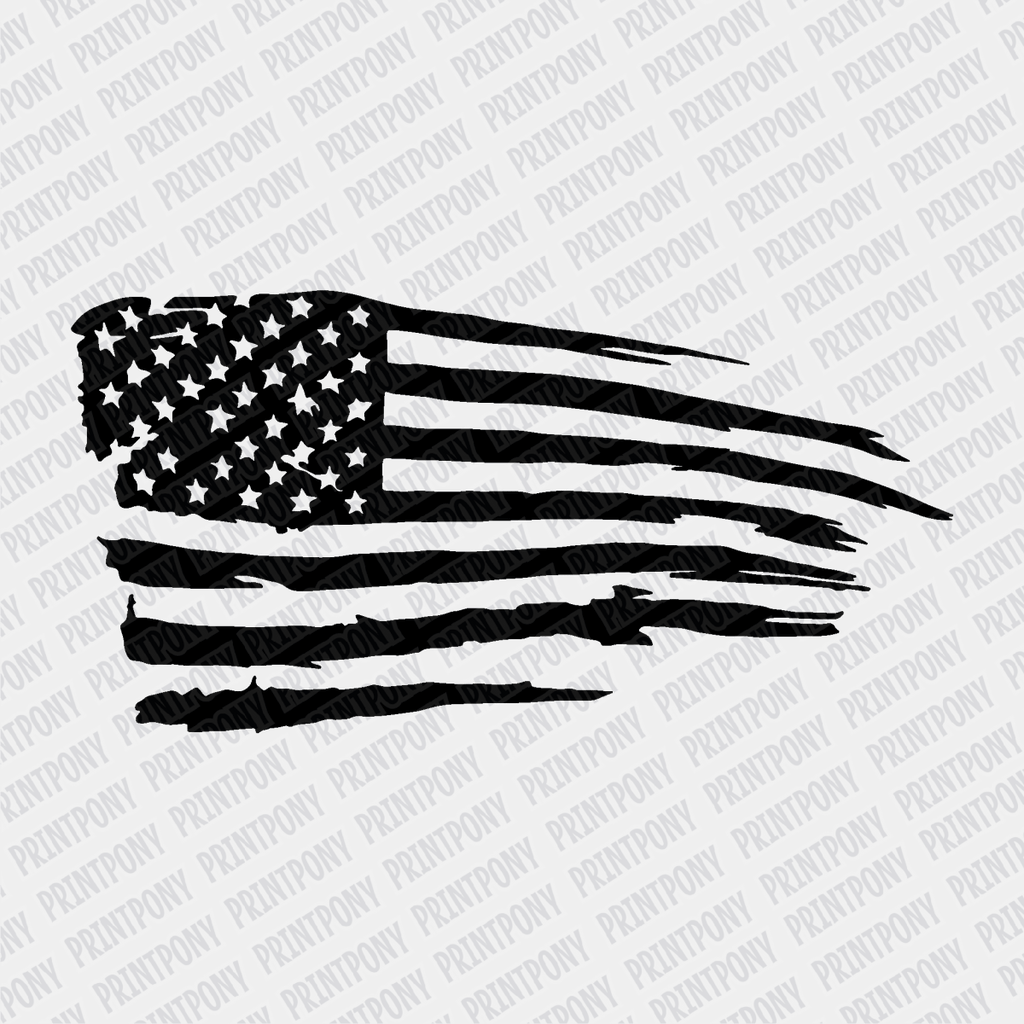 Black American Flag - DTF transfer - PrintPony