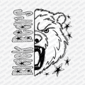 Black Bears Dotted Mascot DTF Transfer - PrintPony