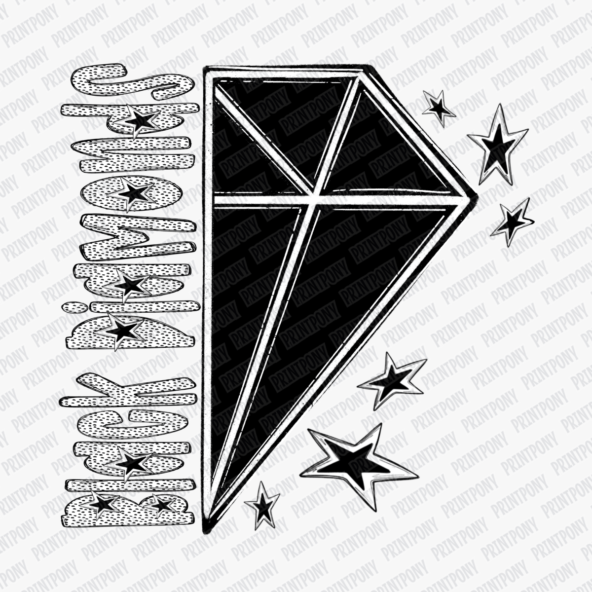 Black Diamonds Dotted Mascot DTF Transfer - PrintPony™