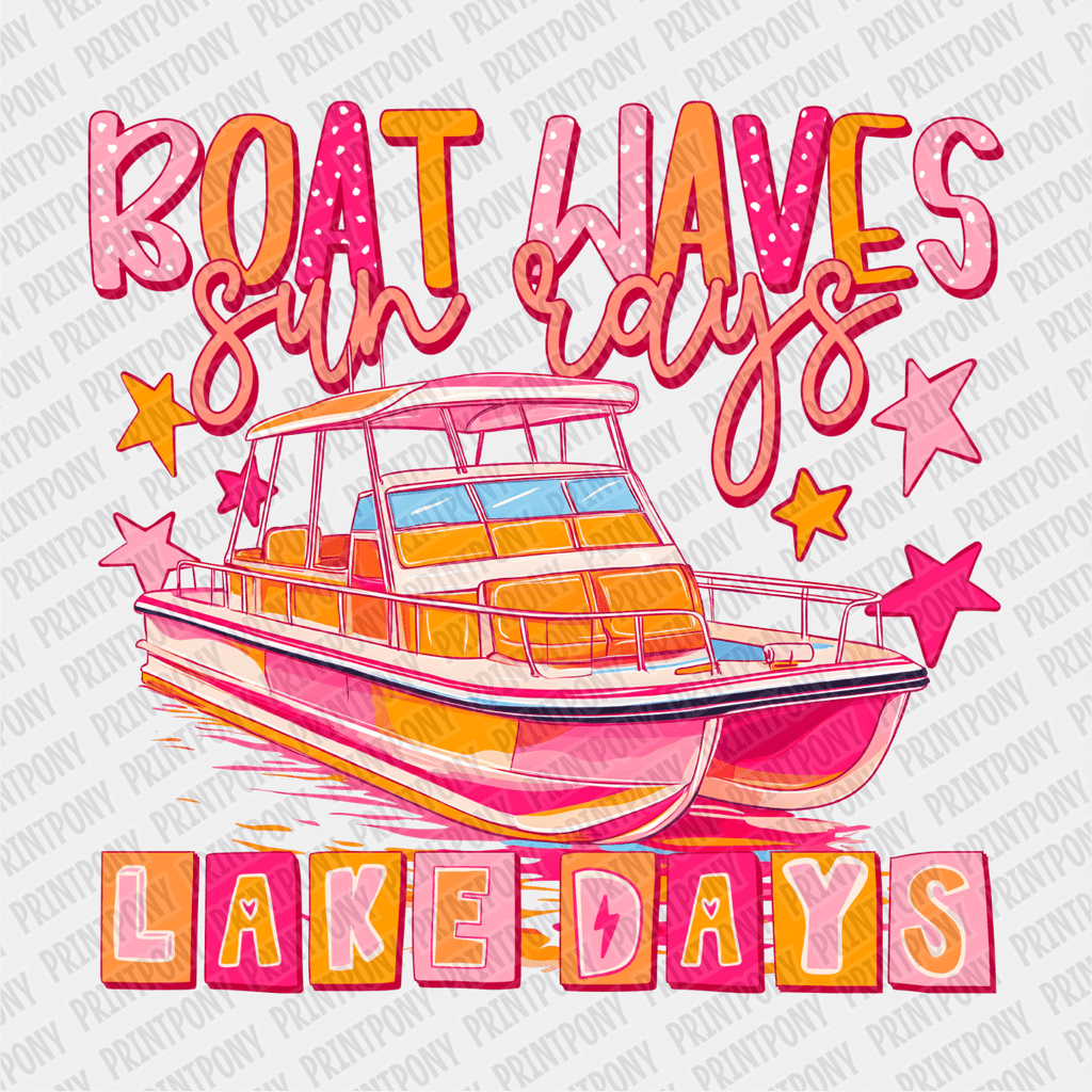 Boat Waves, Sun rays, Lake Days - DTF transfer - PrintPony