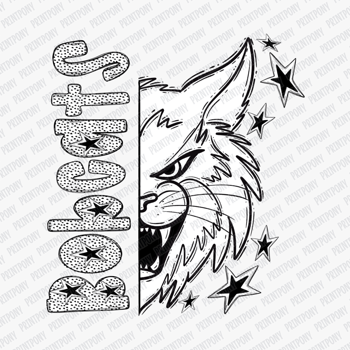 Bobcats Dotted Mascot DTF Transfer - PrintPony™