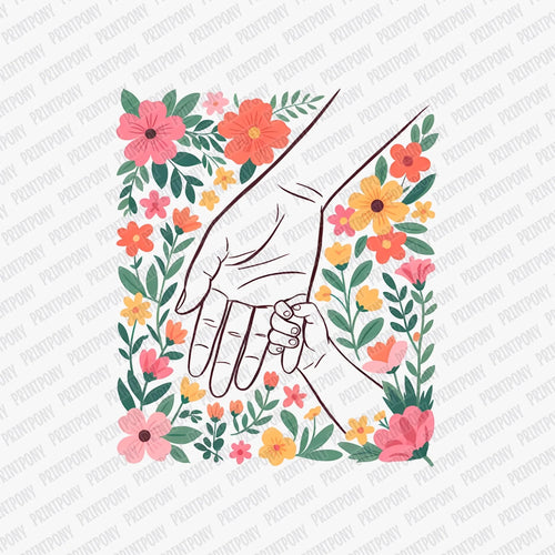 Boho Mom and Child Holding Hands DTF Transfer - PrintPony