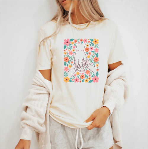 Boho Mom and Two Children Holding Hands DTF Transfer - PrintPony