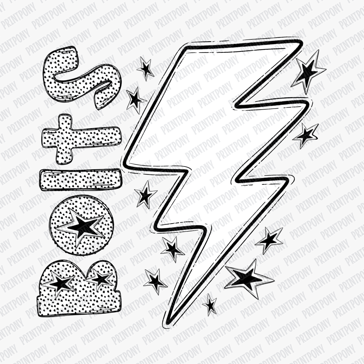 Bolts Dotted Mascot DTF Transfer - PrintPony