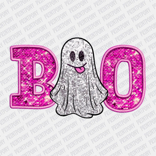Boo Faux Sequins Ghost DTF transfer - Print Pony