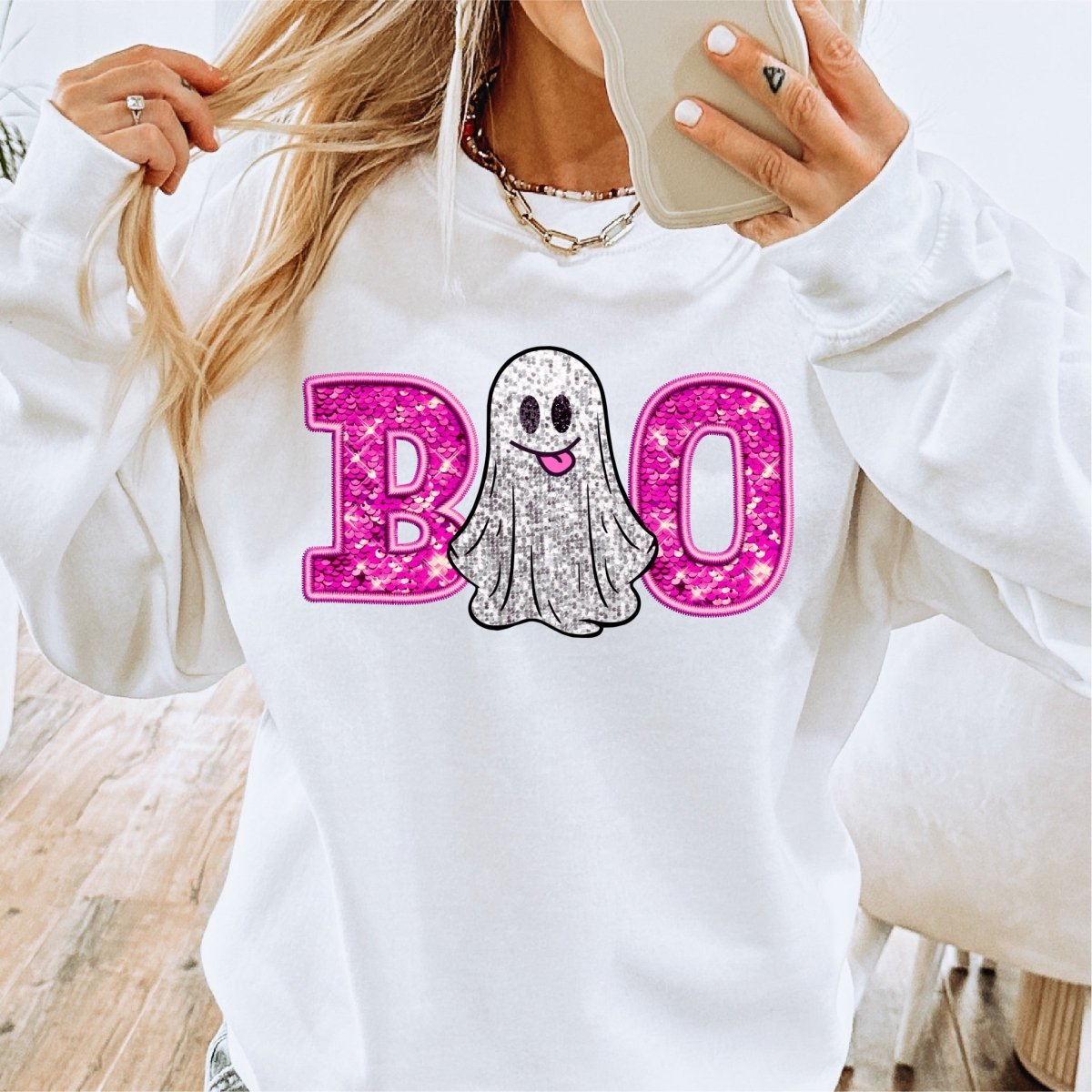 Boo Faux Sequins Ghost DTF transfer - Print Pony™