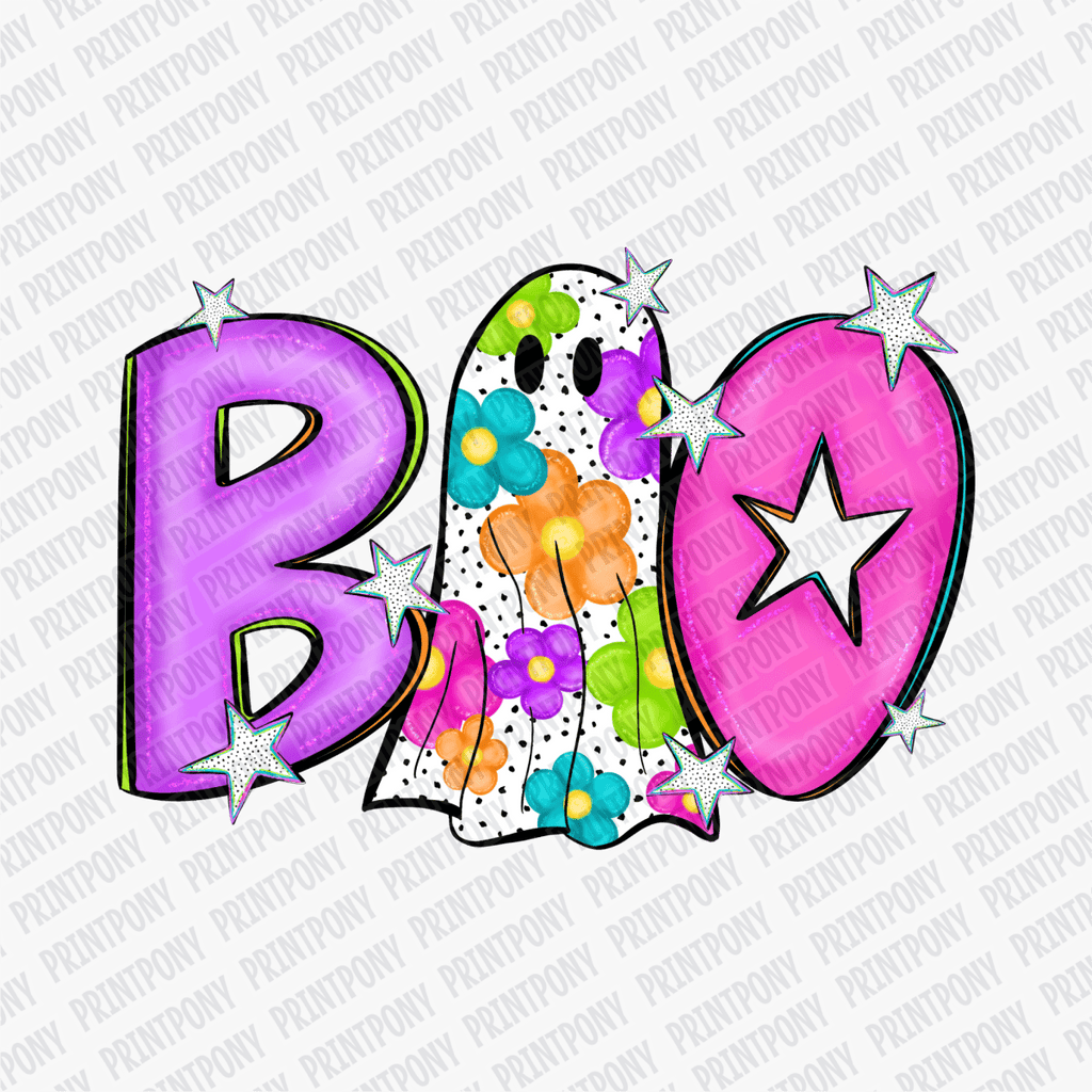 Boo Floral Ghost DTF Transfer - PrintPony