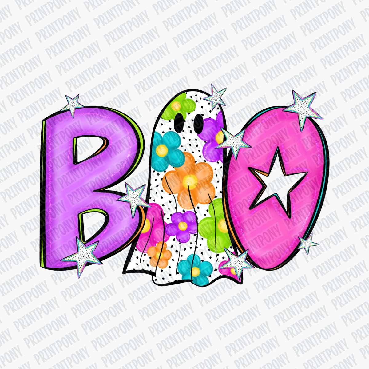 Boo Floral Ghost DTF Transfer - PrintPony