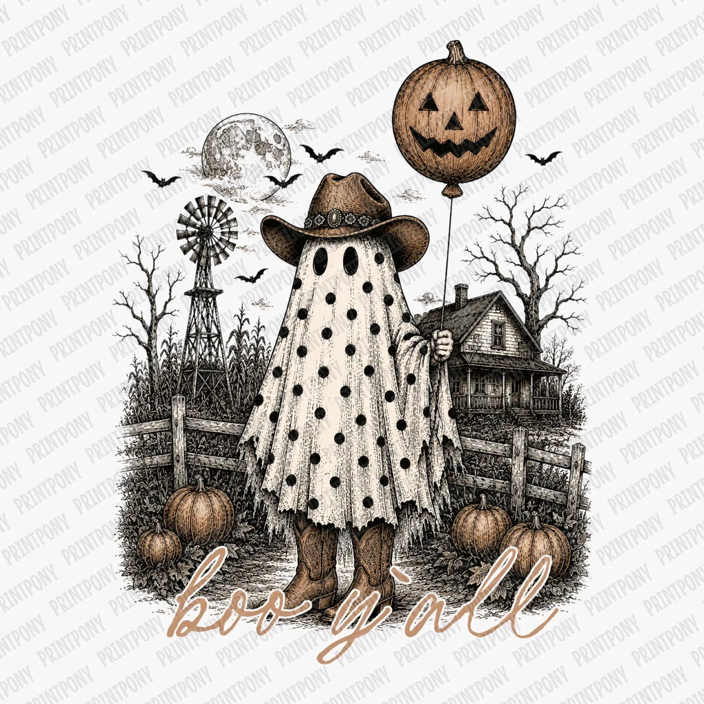 Boo Ya'll Ghost and Pumpkin DTF Transfer - PrintPony