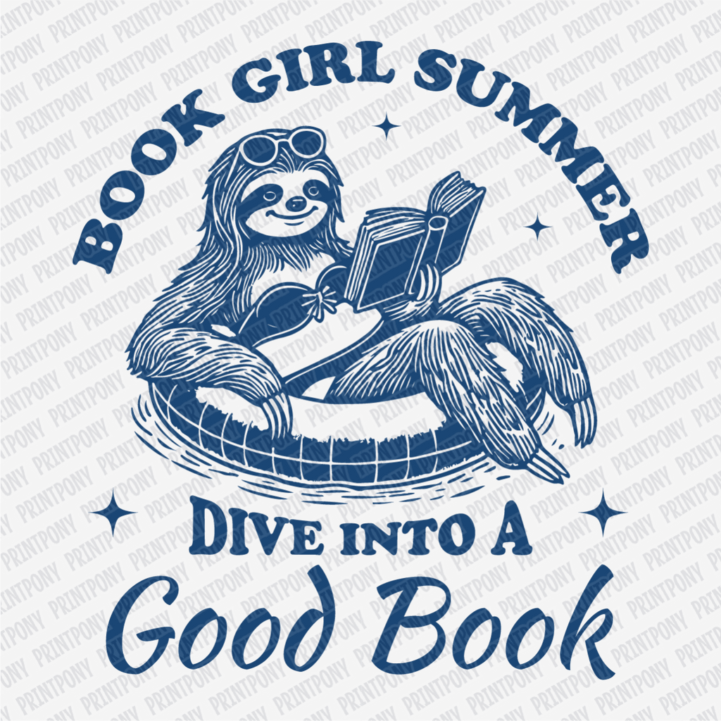 Book Girl Summer, Dive Into a Good Book - DTF Transfer - PrintPony¬Æ