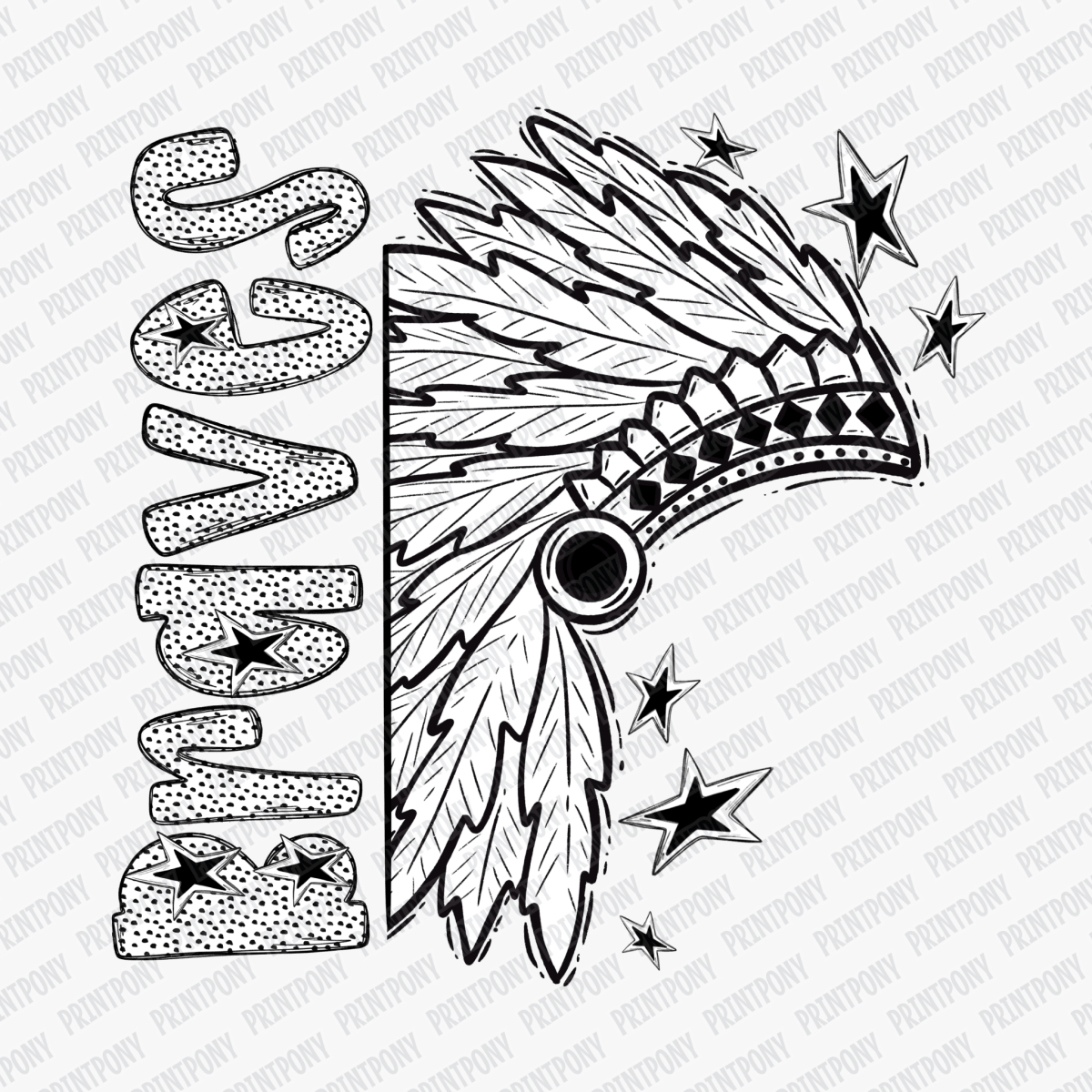 Braves Dotted Mascot DTF Transfer - PrintPony™