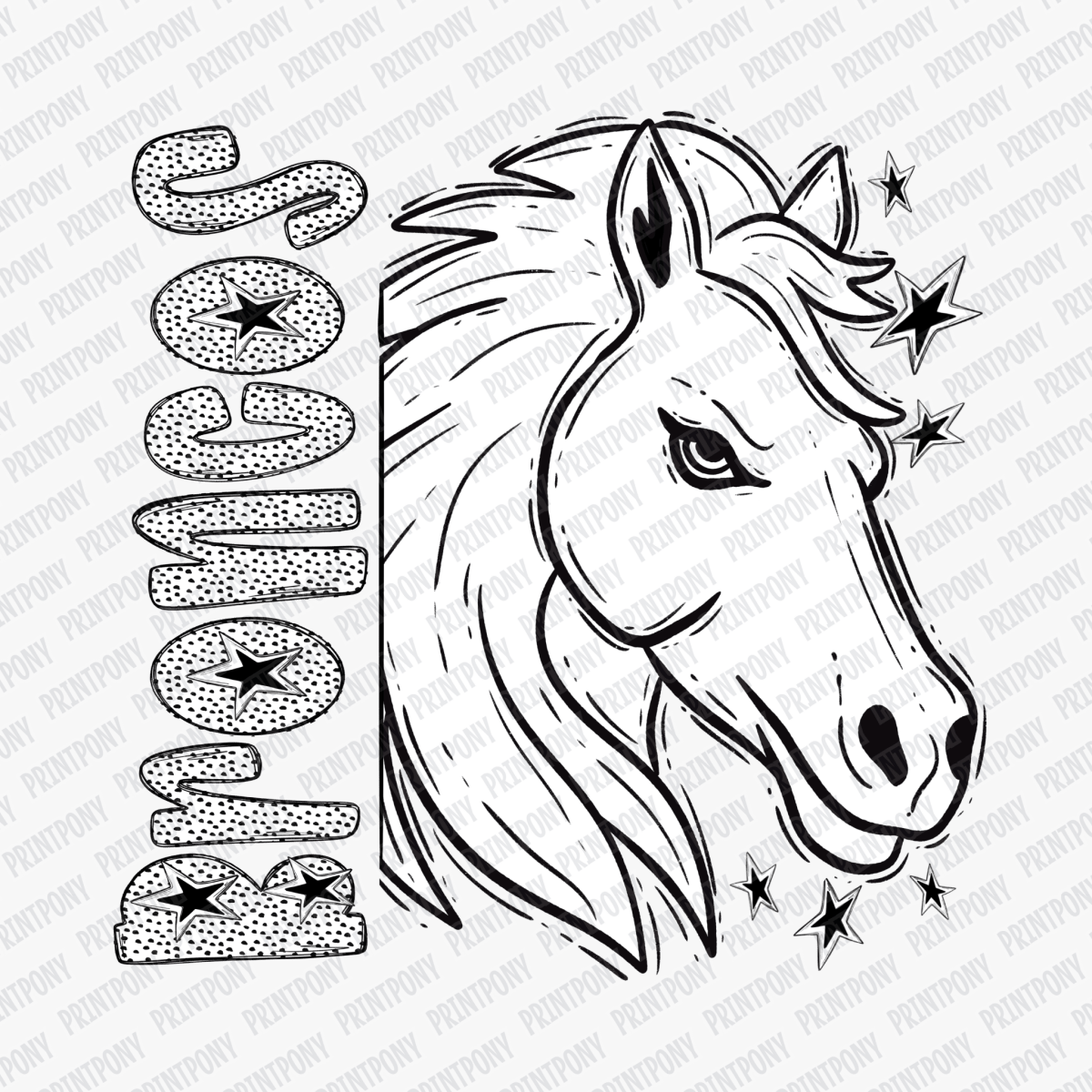 Broncos Dotted Mascot DTF Transfer - PrintPony