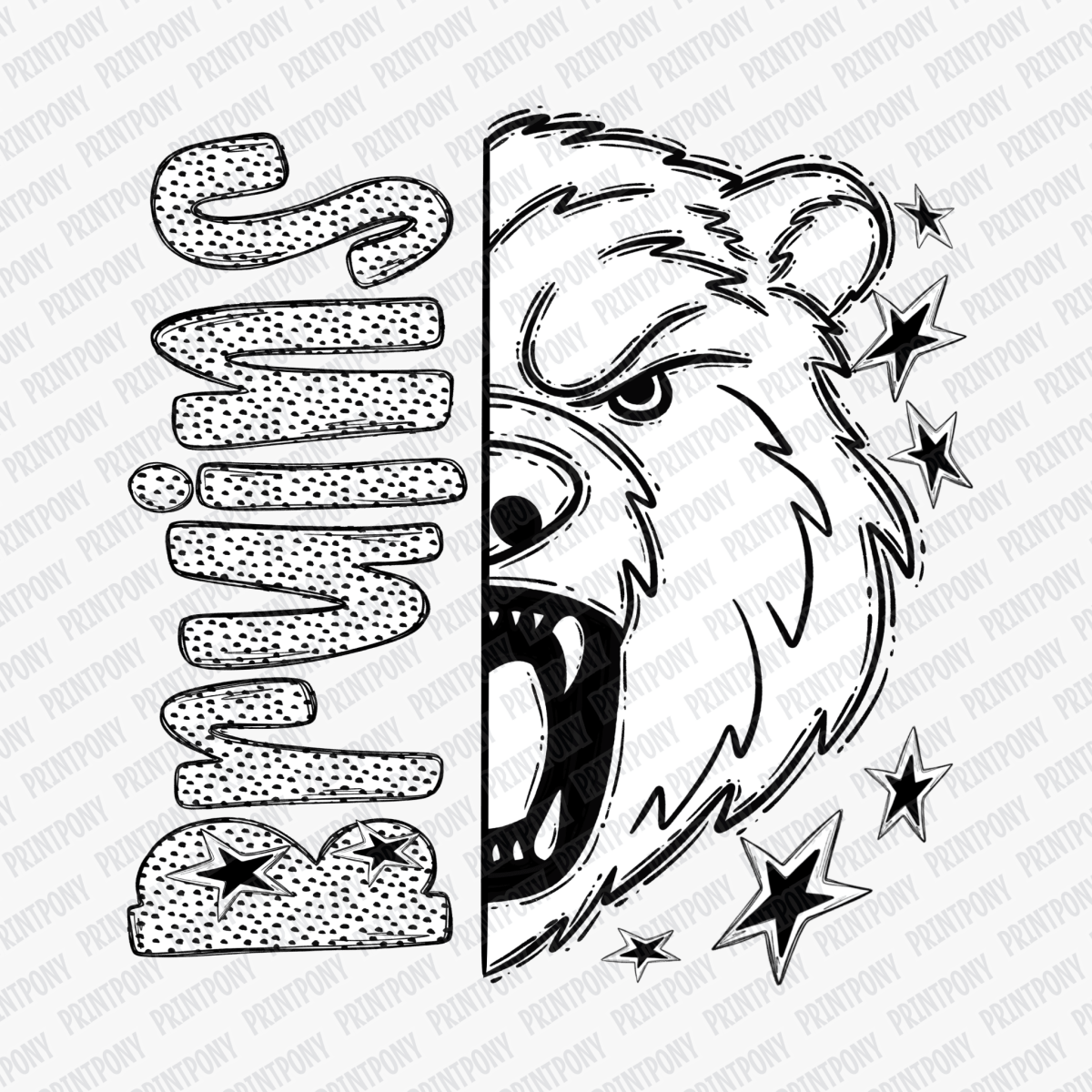 Bruins Dotted Mascot DTF Transfer - PrintPony™