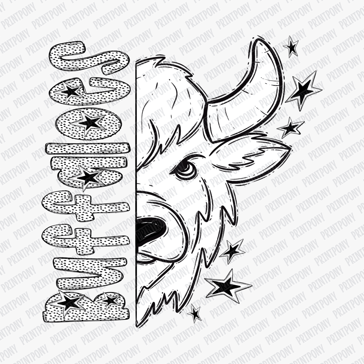 Buffaloes Dotted Mascot DTF Transfer - PrintPony™
