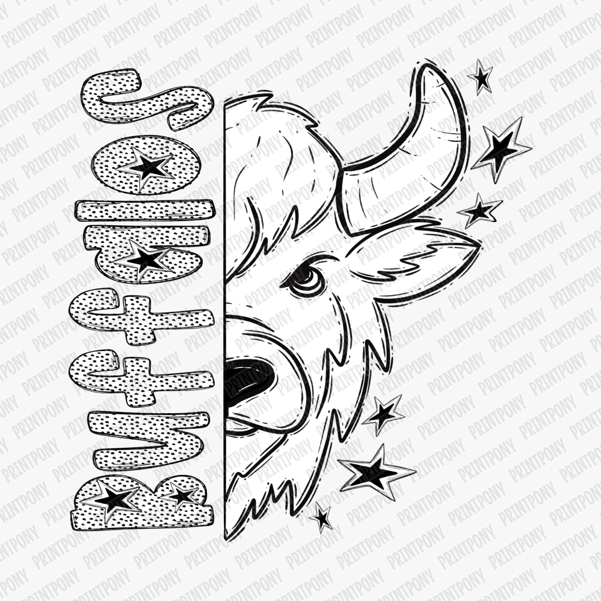 Buffalos Dotted Mascot DTF Transfer - PrintPony