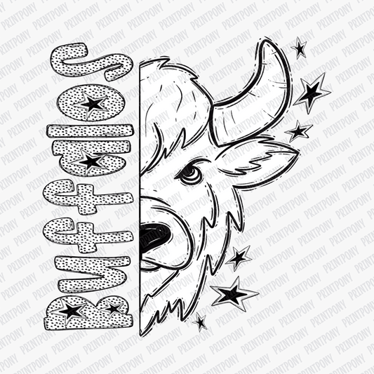 Buffalos Dotted Mascot DTF Transfer - PrintPony™