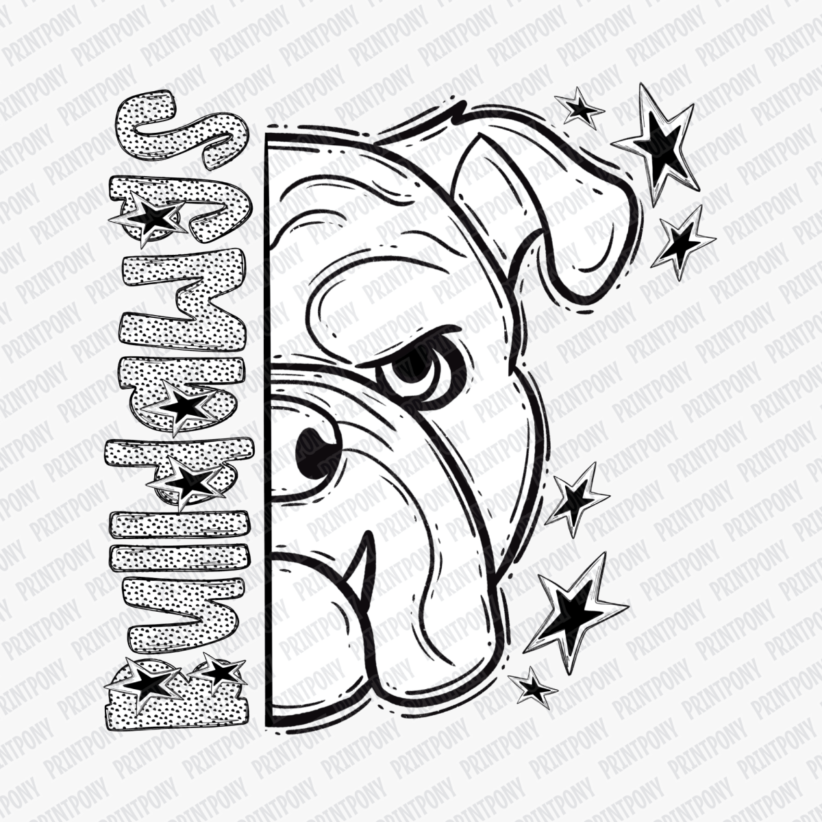 Bulldawgs Dotted Mascot DTF Transfer - PrintPony