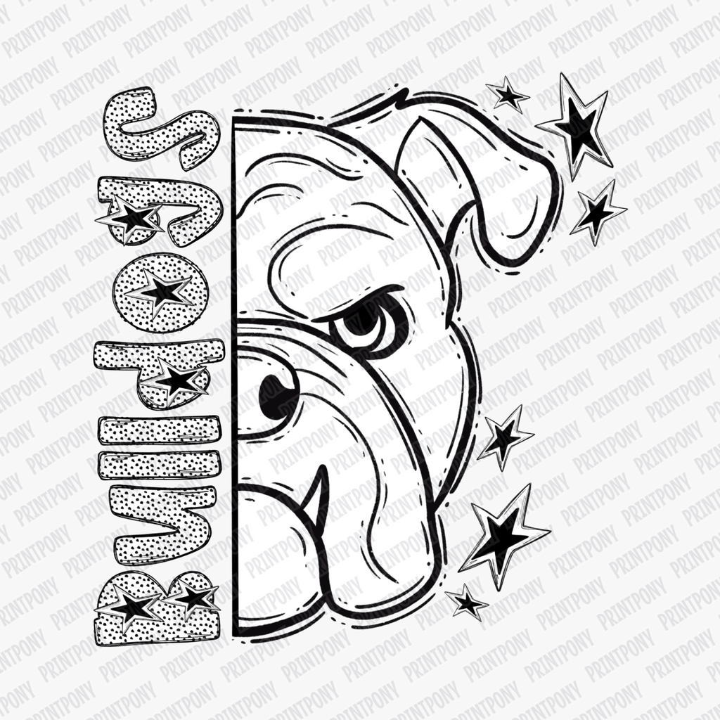 Bulldogs Dotted Mascot DTF Transfer - PrintPony