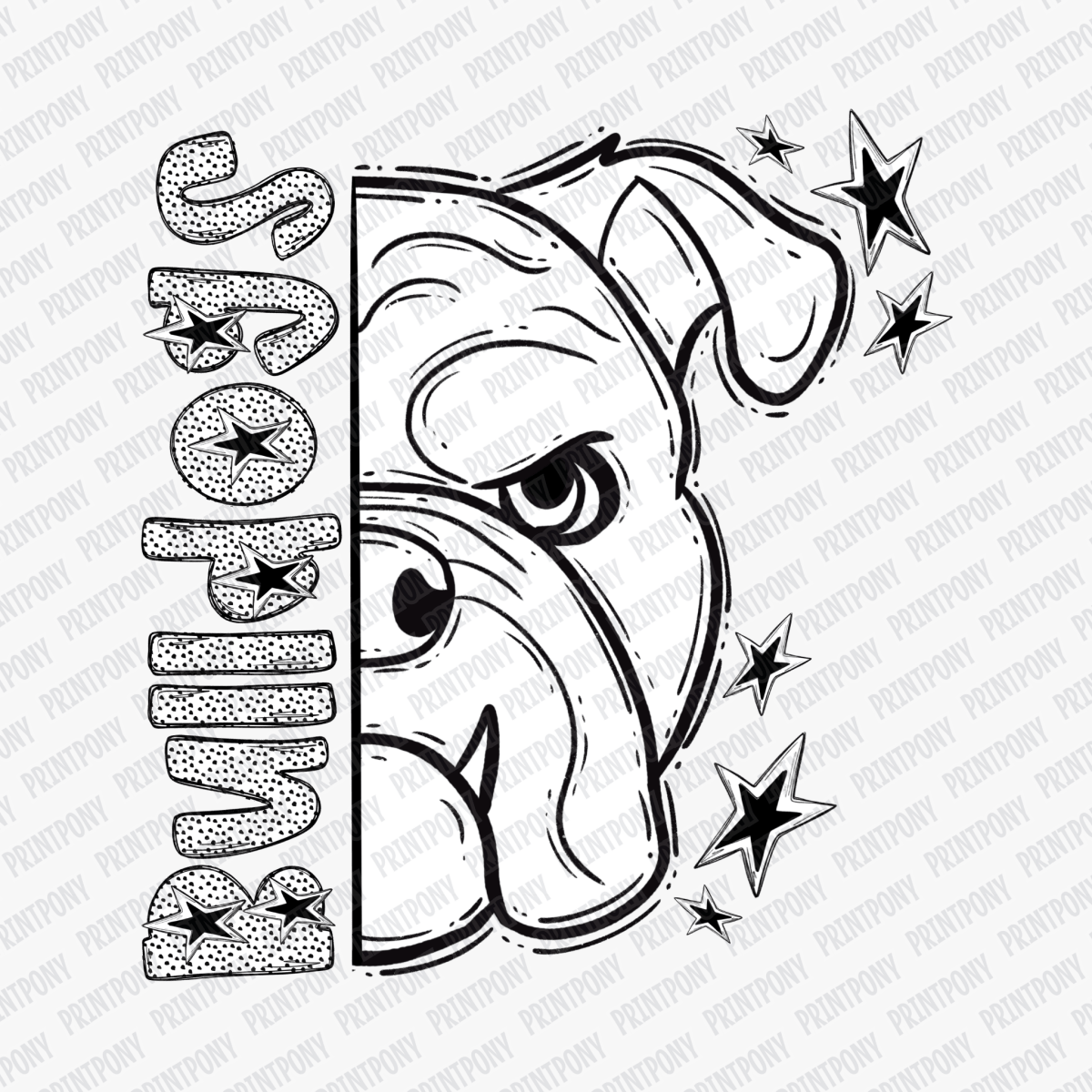 Bulldogs Dotted Mascot DTF Transfer - PrintPony