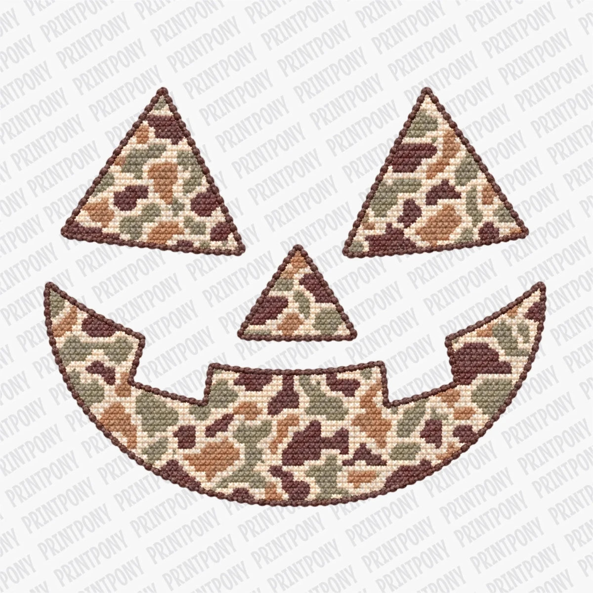 Camo Jack o'lantern Faux Stitch - DTF Transfer - PrintPony