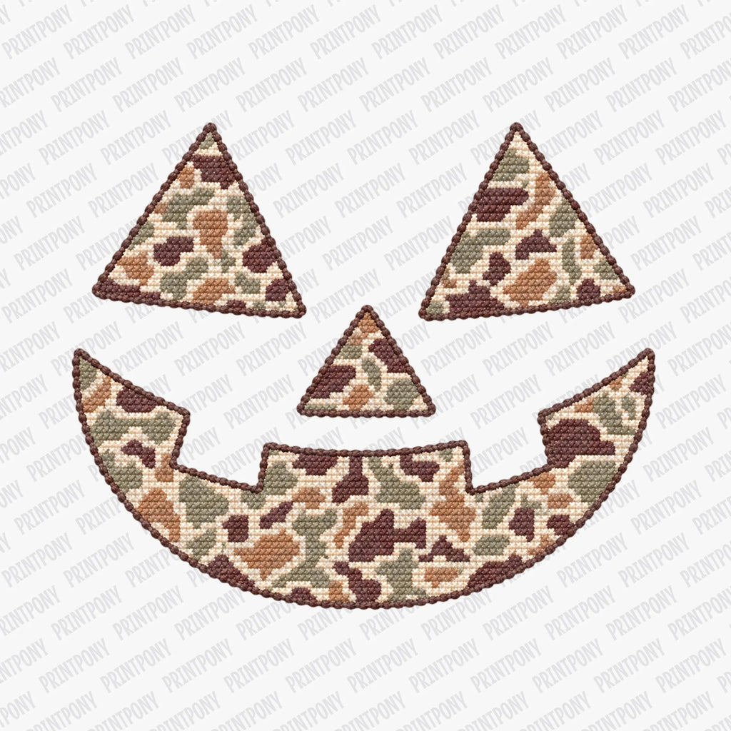 Camo Pumpkin Face - DTF Transfer