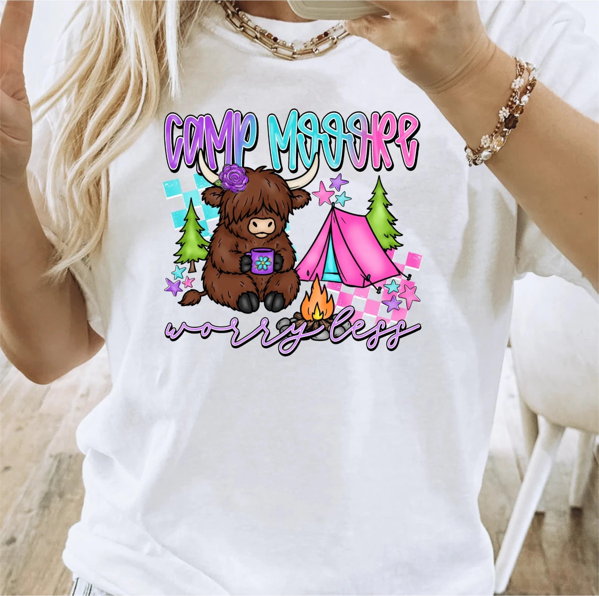Camp Mooore Worry Less DTF transfer - PrintPony