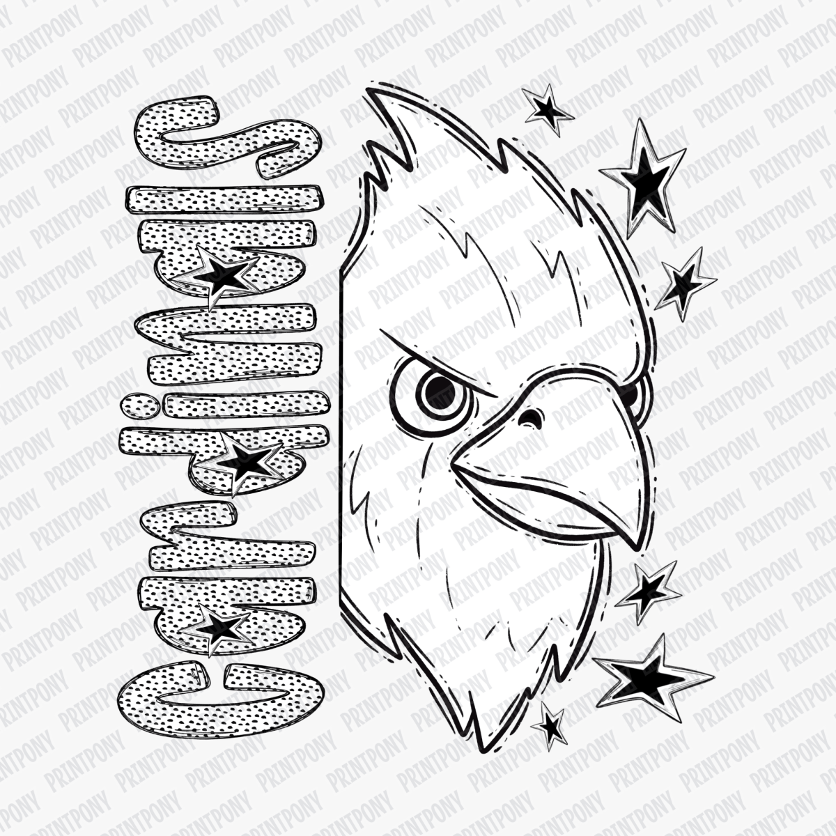 Cardinals Dotted Mascot DTF Transfer - PrintPony™