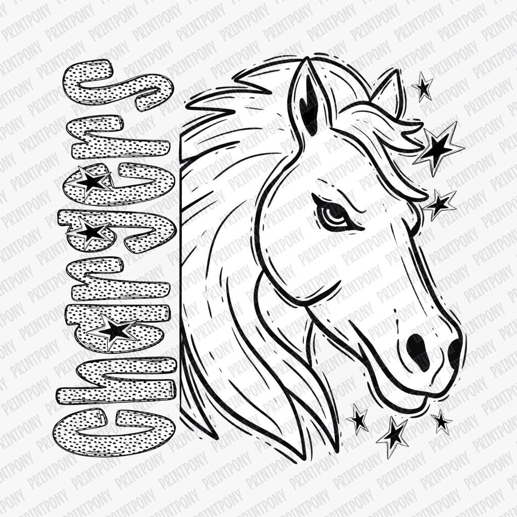 Chargers Horse Mascot Dotted Design DTF Transfer - PrintPony