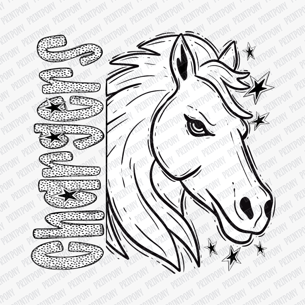 Chargers Horse Mascot Dotted Design DTF Transfer - PrintPony