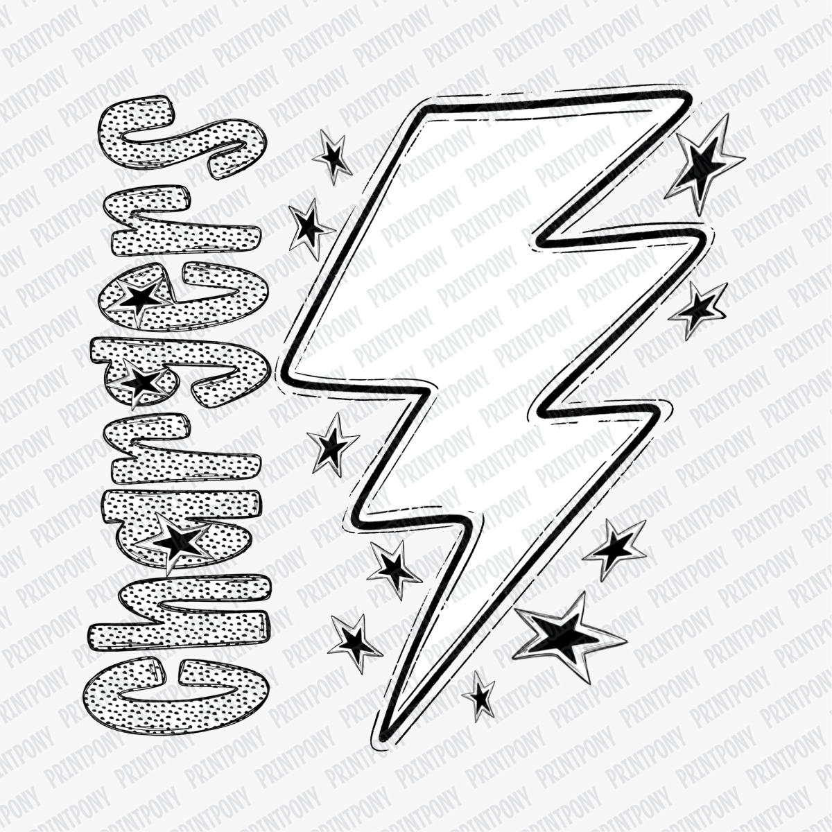 Chargers Lightning bolt Dotted Mascot Design DTF Transfer - PrintPony™