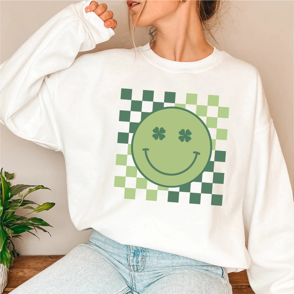 Checked St. Patrick's Day Smiley Face DTF Transfer - PrintPony