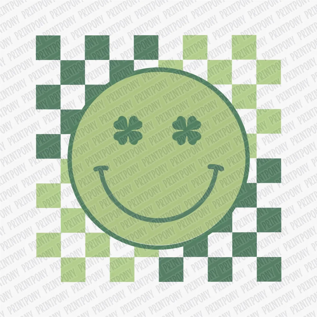 Checked St. Patrick's Day Smiley Face DTF Transfer - PrintPony