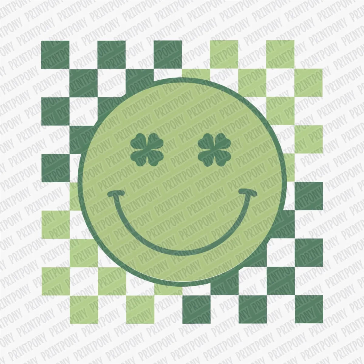 Checked St. Patrick's Day Smiley Face DTF Transfer - PrintPony