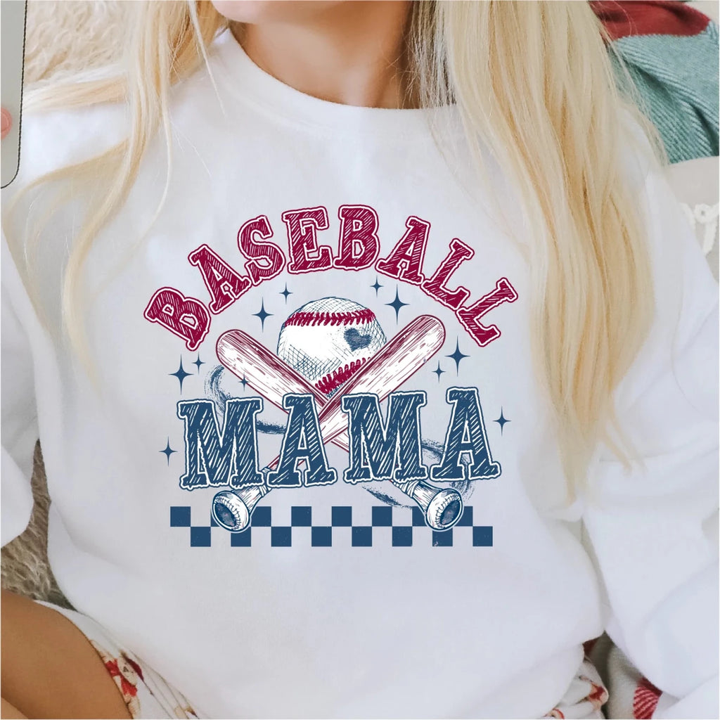 Checkered Baseball Mama DTF Transfer - PrintPony