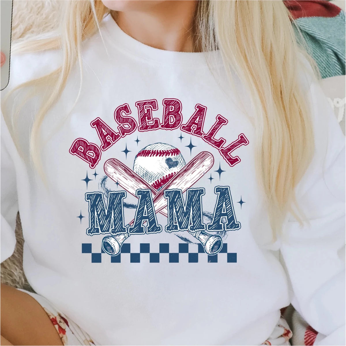 Checkered Baseball Mama DTF Transfer - PrintPony