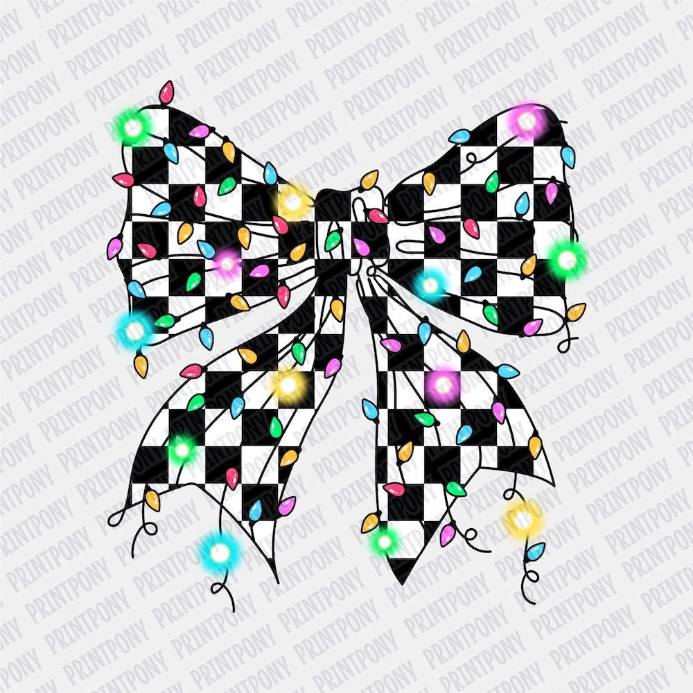 Checkered Black and White Ribbon DTF Transfer - Print Pony‚Äö√ë¬¢