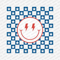 Checkered Smiley Face Patriotic DTF transfer - PrintPony