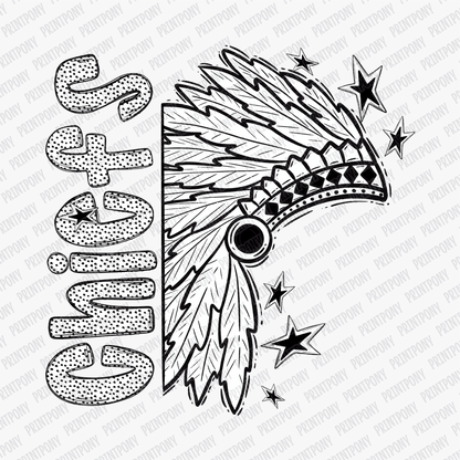 Chiefs Headdress Mascot Dotted Design DTF Transfer - PrintPony™