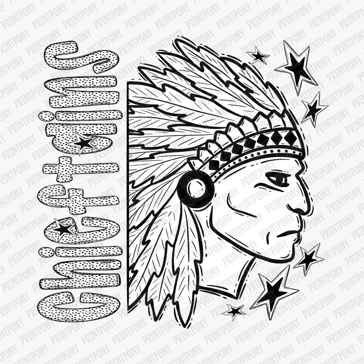 Chieftains Mascot Dotted Design DTF Transfer - PrintPony™