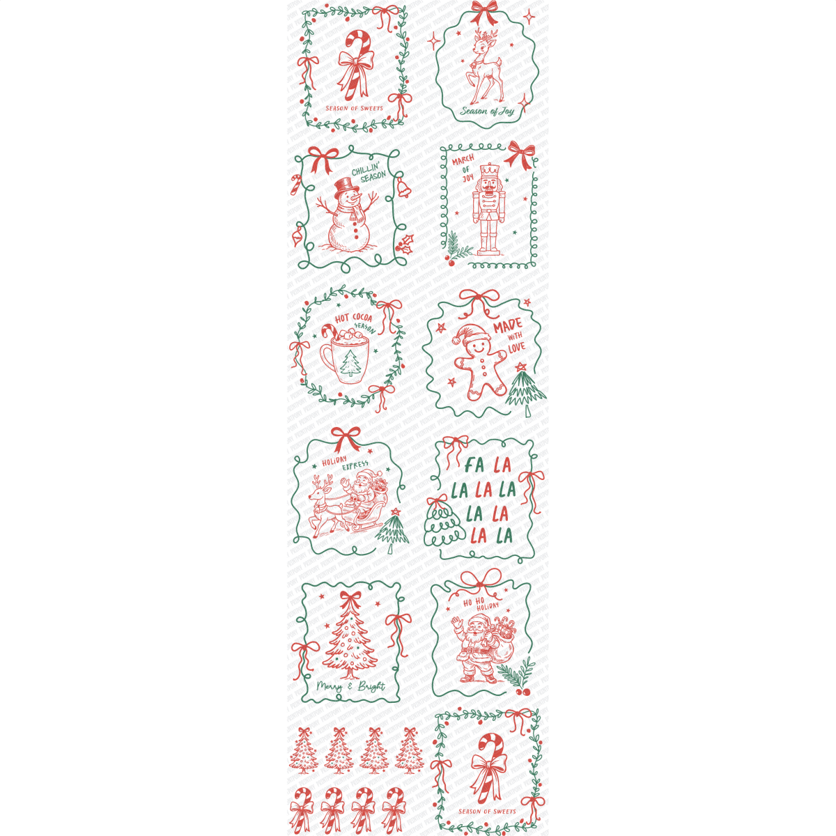Christmas Hand - drawn Premade DTF Gang Sheet (22.5" x 72") - PrintPony
