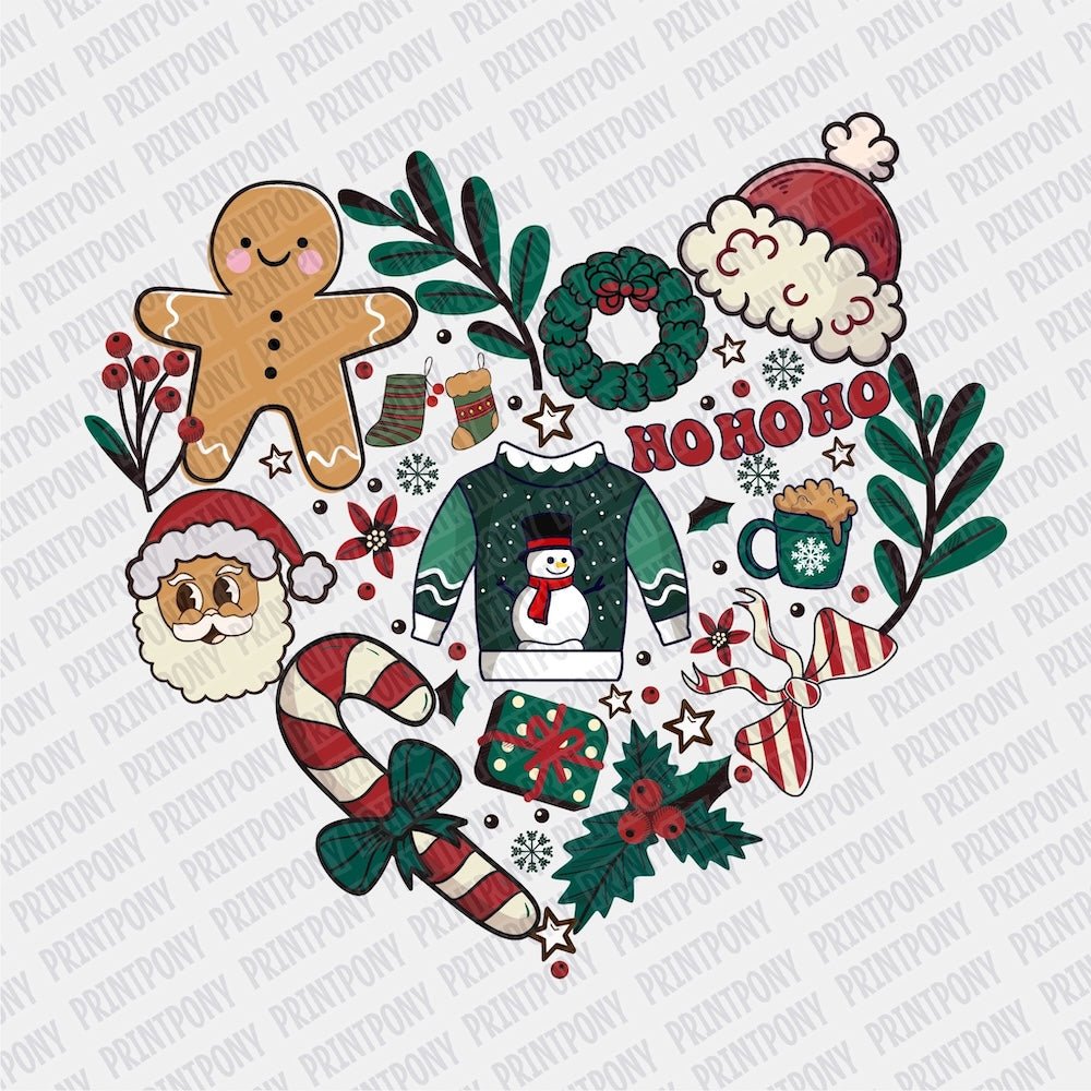 Christmas Retro Heart DTF Transfer - Print Pony‚Äö√ë¬¢