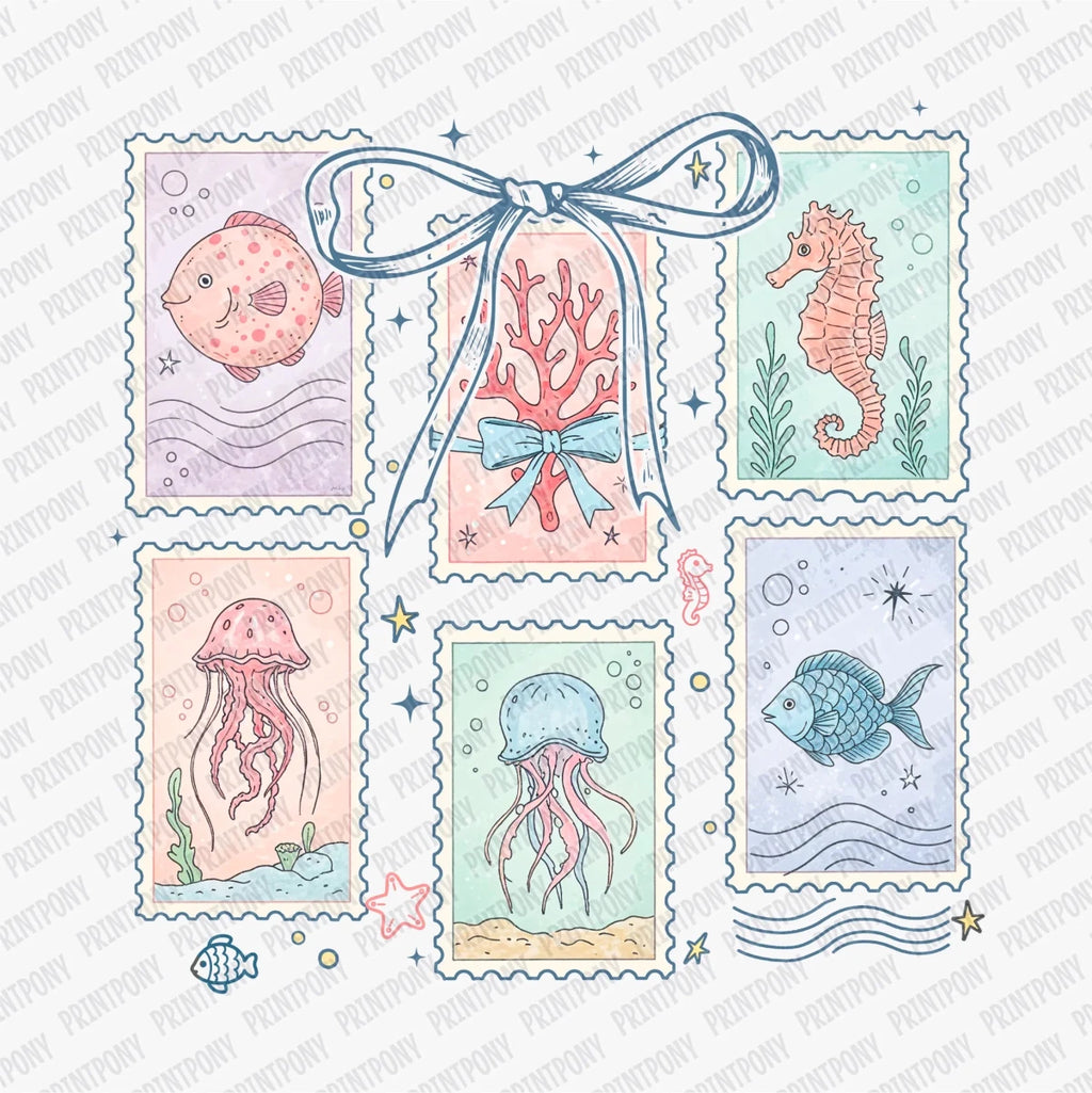Coastal Summer Stamps DTF transfer - PrintPony