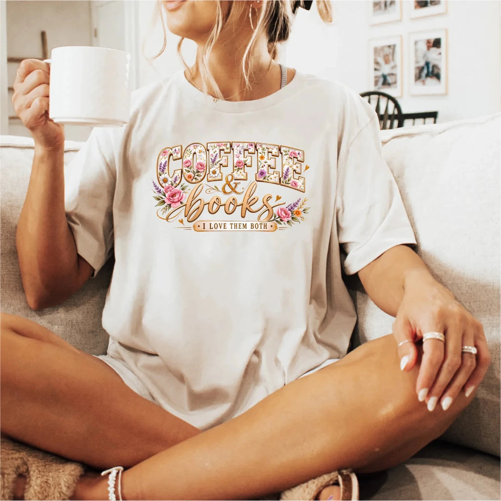 Coffee and Books Coquette Floral DTF Transfer - PrintPony