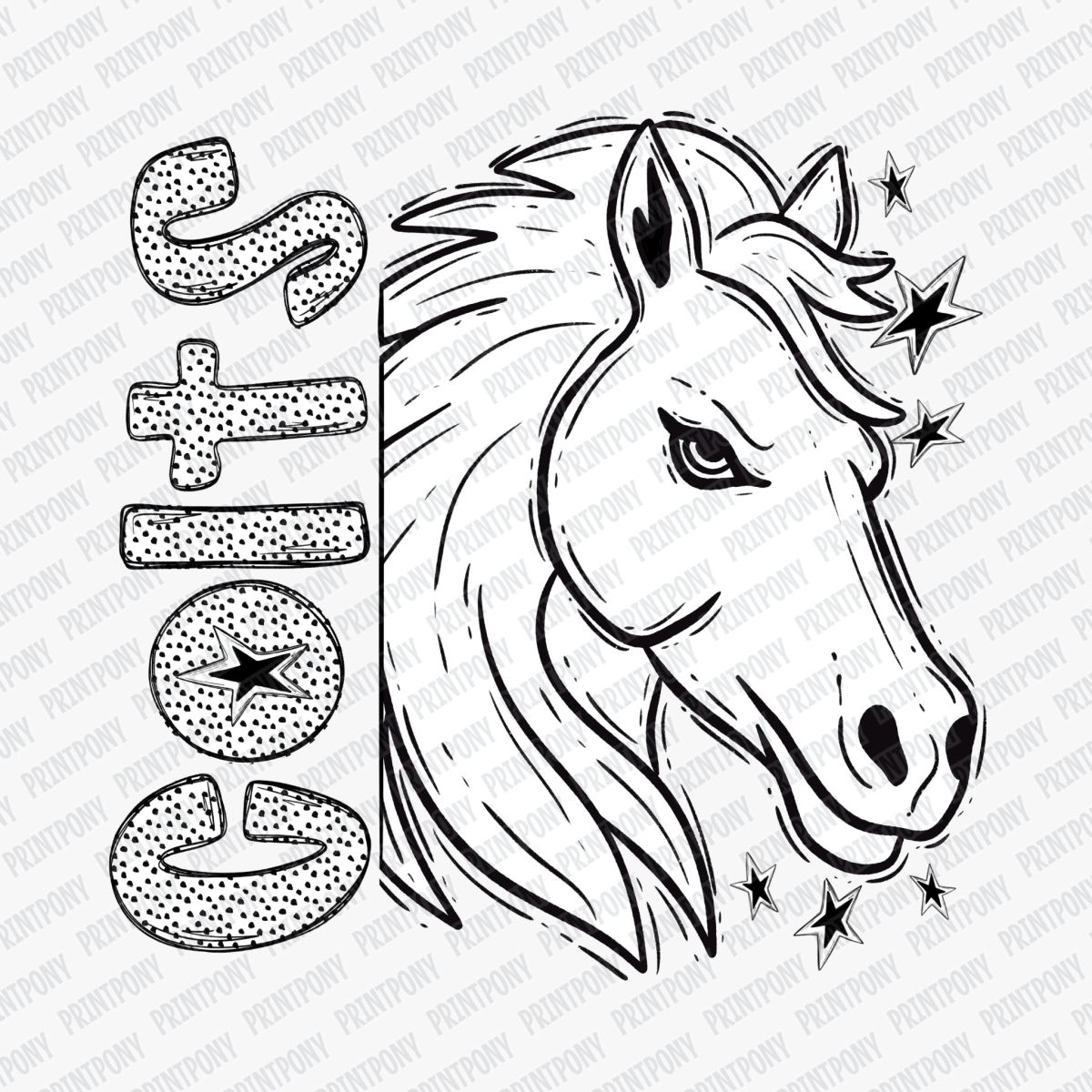 Colts Horse Mascot Dotted Design DTF Transfer - PrintPony™