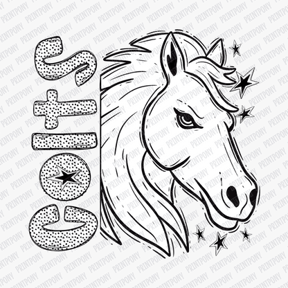 Colts Horse Mascot Dotted Design DTF Transfer - PrintPony™