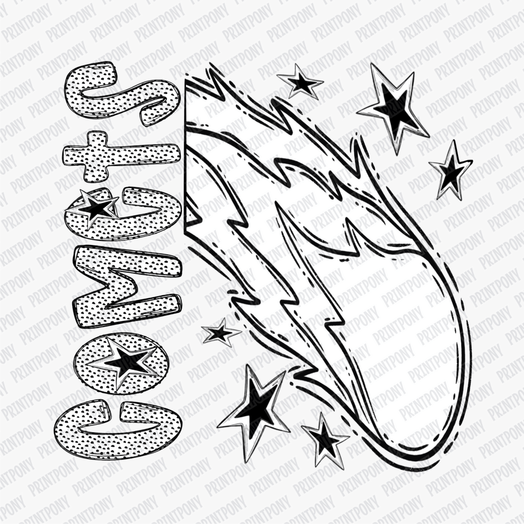 Comets Mascot Dotted Design DTF Transfer - PrintPony