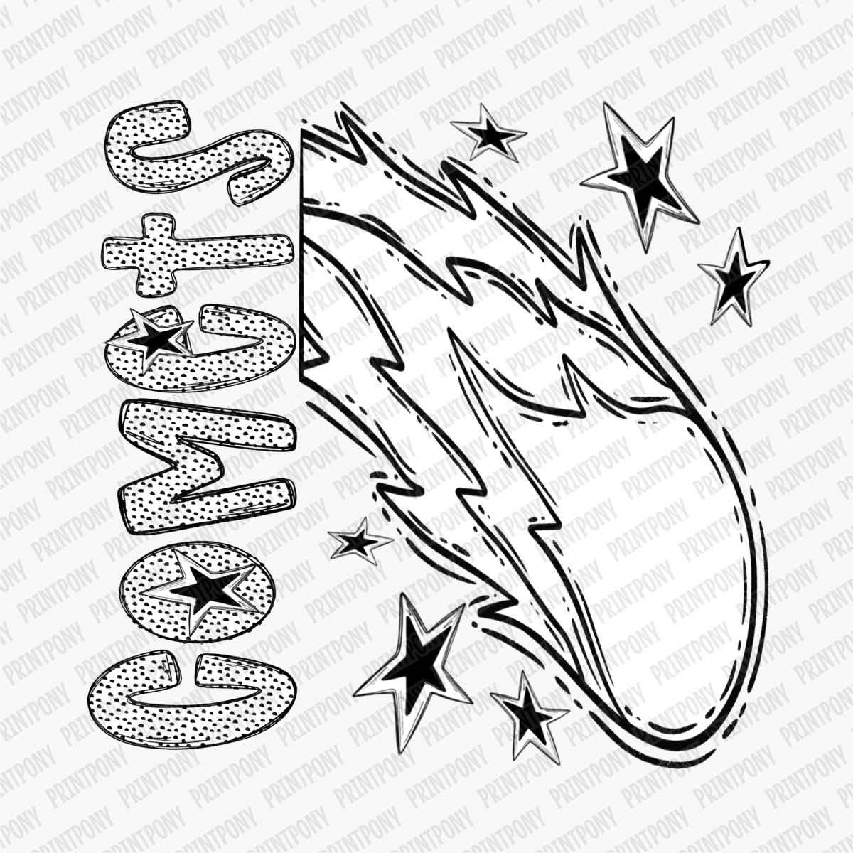 Comets Mascot Dotted Design DTF Transfer - PrintPony