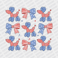 Coquette Ballon dogs and Ribbons Patriotic DTF transfer - PrintPony
